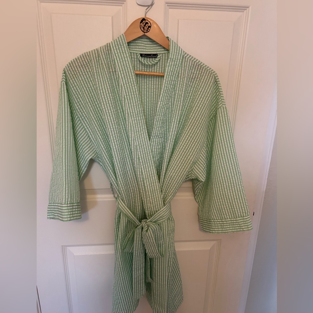 Green Striped women’s Robe one size fits all